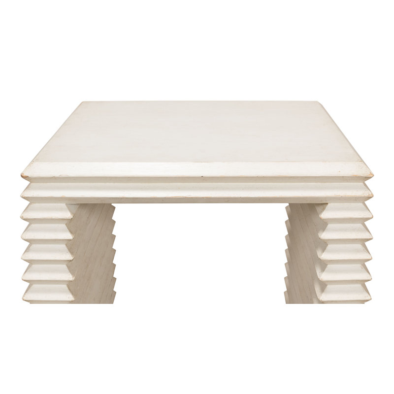 Stacked Solid Wood End Table, Antique White