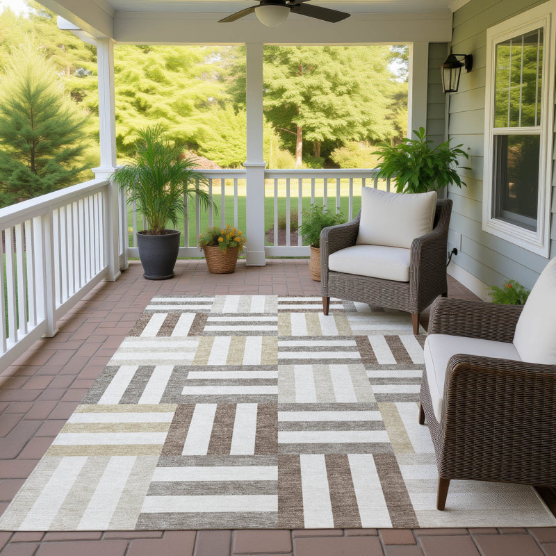 Machine Washable Indoor/Outdoor Aten ACN2332 Geometric Rug, Rectangle 10' x 14'