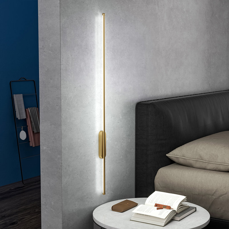 Emporia Modern Gold Aluminum Linear LED Wall Lighting Fixture 100cm
