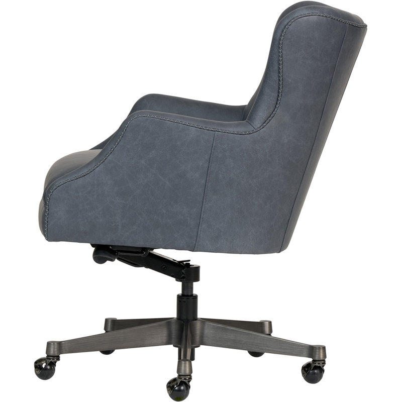 Fauteuil de direction en cuir bleu Kelson