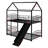 Charming Twin Over Twin Metal House Bunk Bed Featuring An Exciting Slide-1595424525