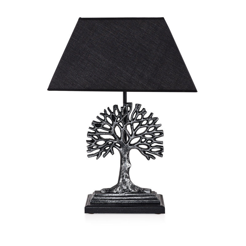 Lampe de table en métal Adrain, Argent / noir, Noir