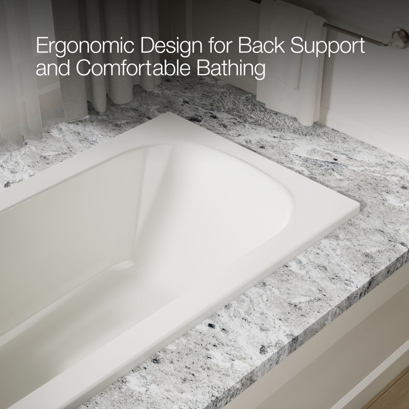 Avec 60 In. X 32 In. Drop-In Bath, Off White