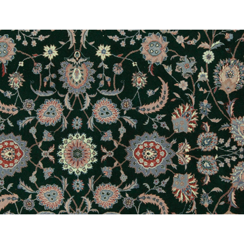 High-Quality Hand-Knotted Black And Cream Area Rug