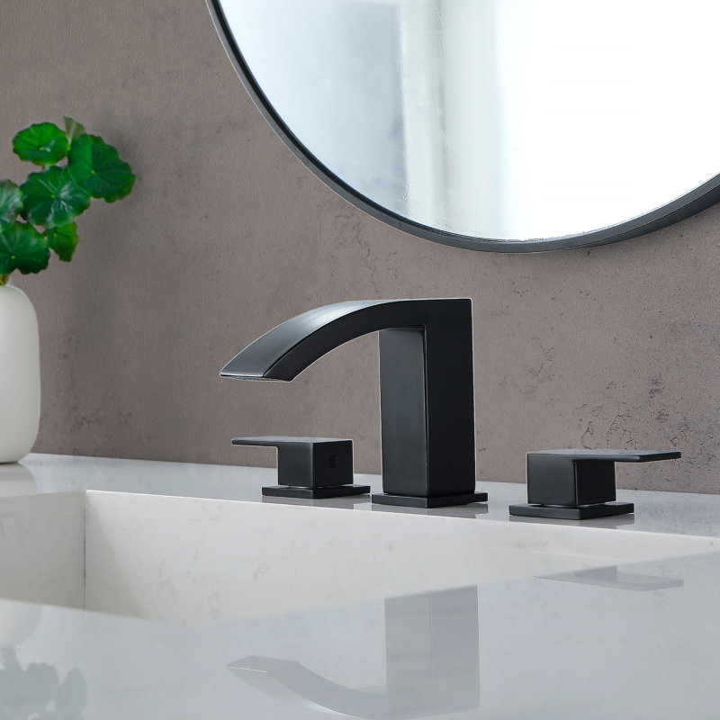 Widespread 2-handle Bathroom Faucet with Drain Assembly, Black