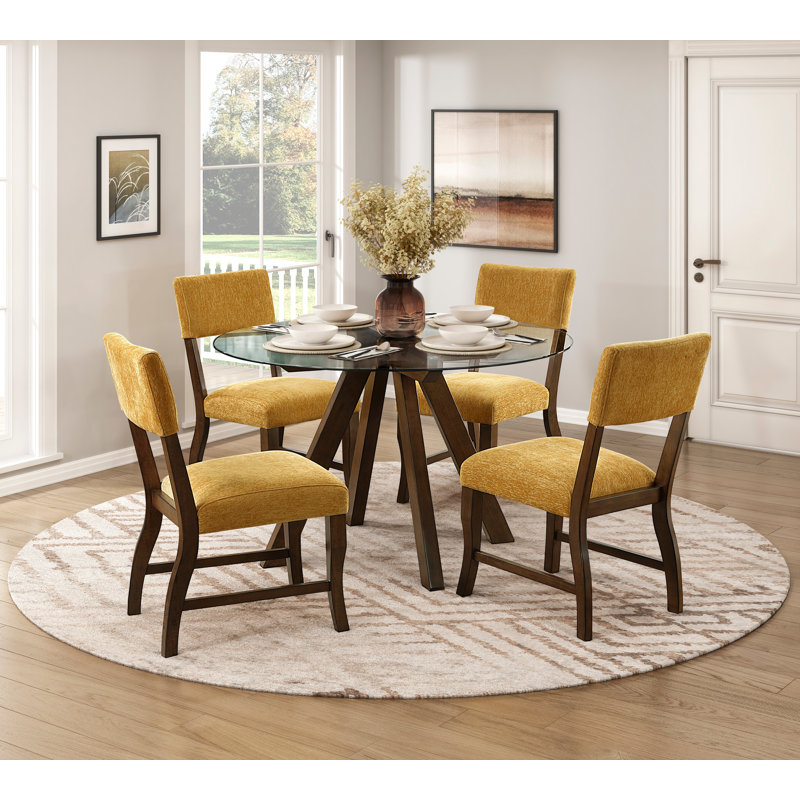 Gislaine  4 - Person Dining Set, Yellow