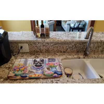 Decorating Easter Norwegian Elkhound Dish Drying Mat