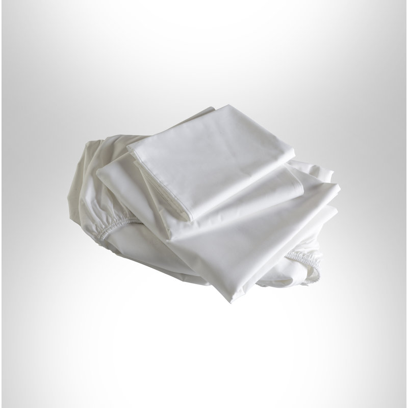Ensemble de draps 100% satin de coton, Grand, Blanc