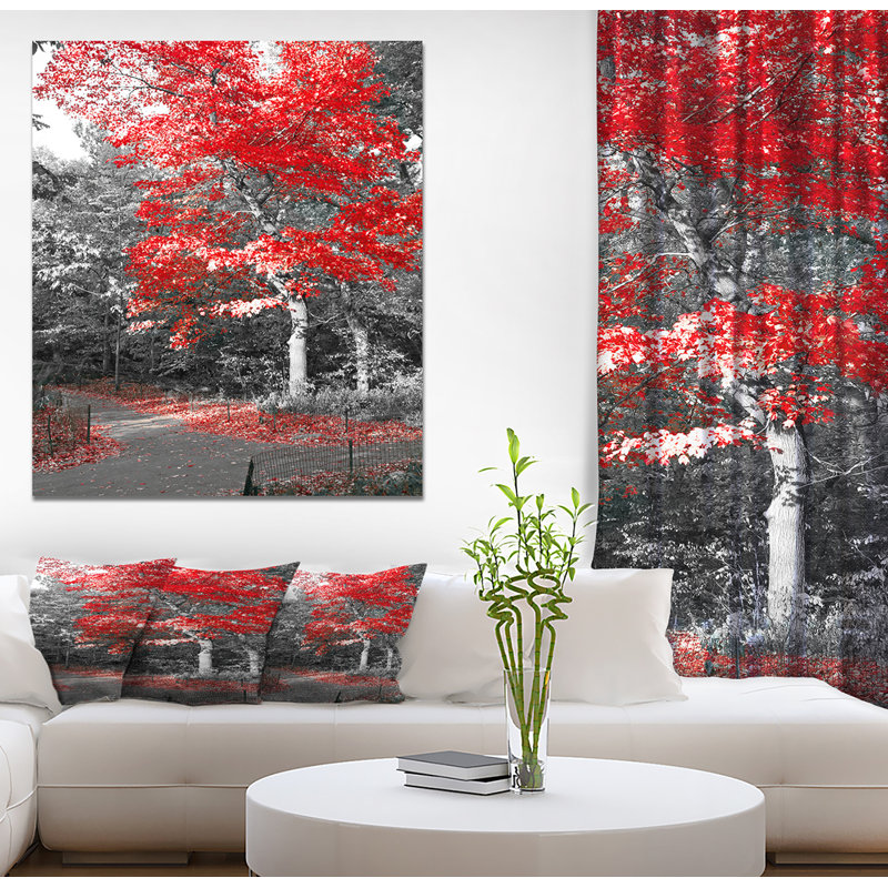 Floral «Red Fall Tree in Central Park», reproduction de photo sur toile tendue, H 40 po x l 30 po x P 1,5 po