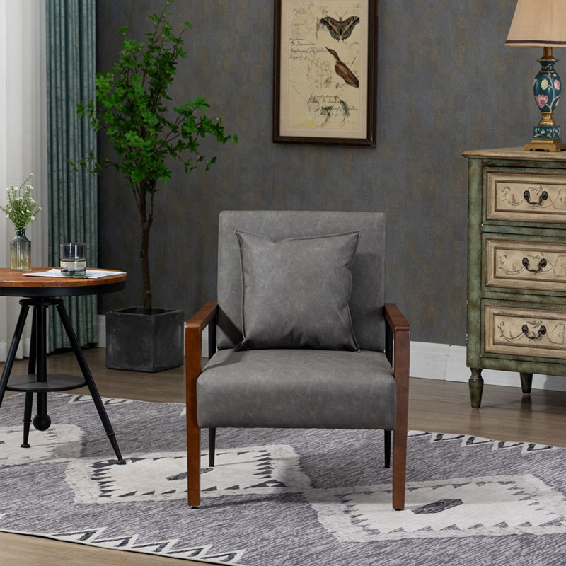 Fauteuil Khoen de 26,77 po de largeur, Grey Faux Leather