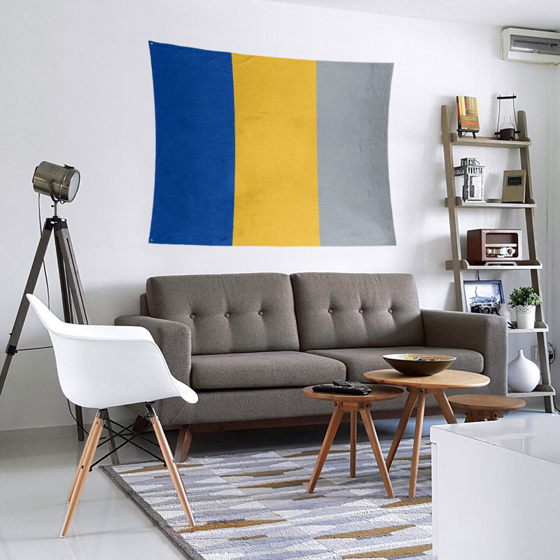 Tapisserie de polyester St. Louis, Bleu royal / doré / gris, H 88 po x l 104 po x P 2 po