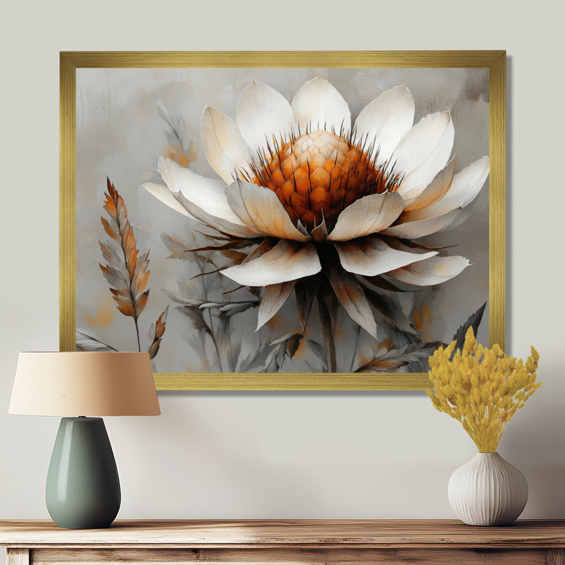 «The Winter Wild Thistle Bloom III - Thistle», reproduction d'art sur toile encadrée, H 24 po x l 32 po, Floater Framed, Doré