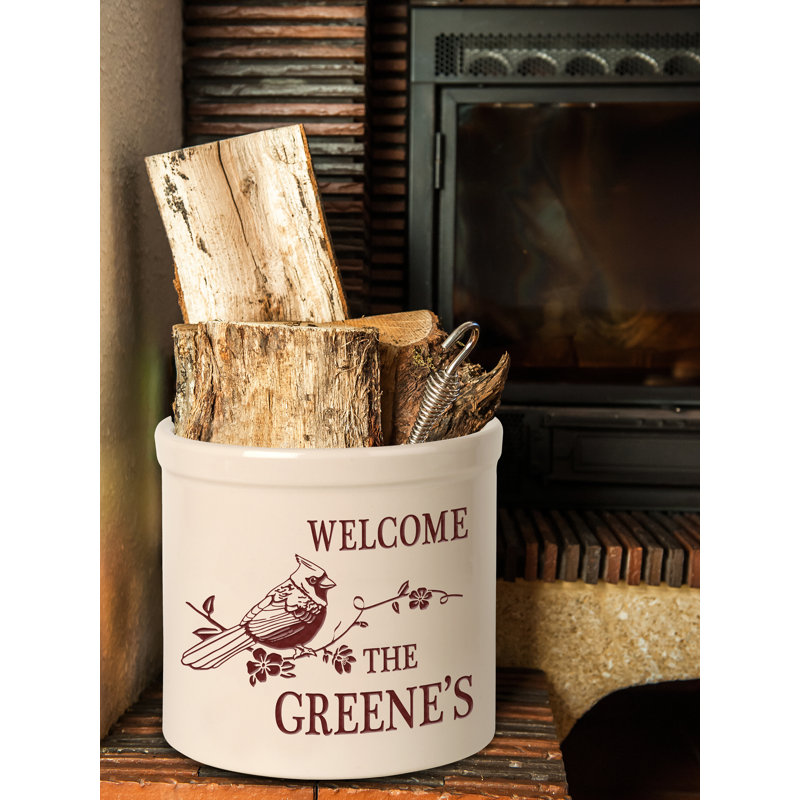 Pot de fleurs en céramique perché cardinal welcome personnalisé Woodfin, Oui