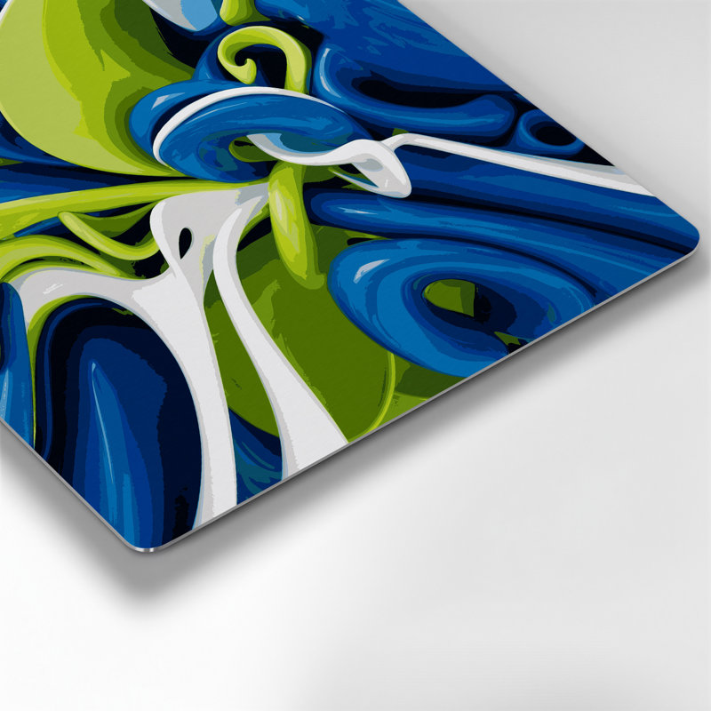 Art mural bleu Biomorphic Abstraction 87, H 12 po x l 12 po