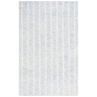 Tapis ivoire / bleu en laine / chenil / coton touffeté à la main Vrooman