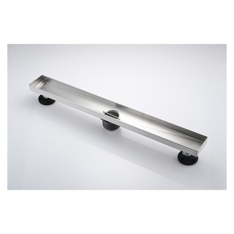 Drain de douche linéaire de 28 pouces avec couvre-tuile amovible, drain de plancher en acier inoxydable nickel brossé 304 avec crépine