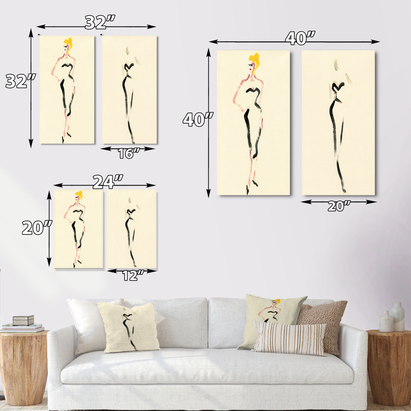 «Fashion Woman», impression sur toile 2 pièces, H 20 po x l 24 po x P 1 po, Toile tendue