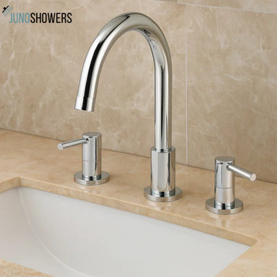 Juno Dual Handle Long Neck Widespread Bathroom Faucet – Modern Chrome Brass Mixer