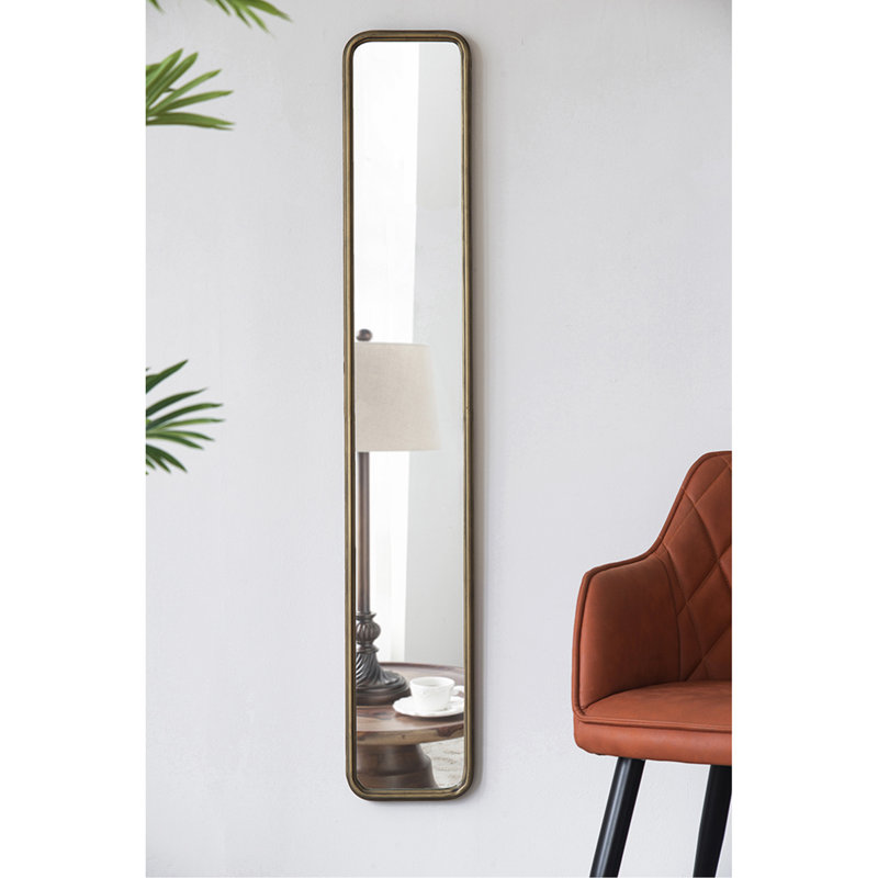 Vanhook 47" x 8" Full Length Mirror with Frame, Long Mirror for Hallway Living Room Bedroom Bathroom, Antique Gold, Metal