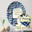 Miroir décoratif ovale bleu cobalt profond symétrique Cubes-96316281