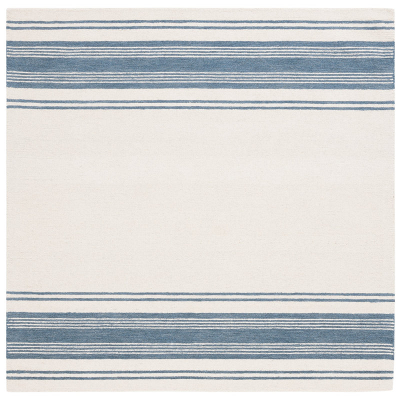 Tapis ivoire / bleu touffeté à la main à rayures Drift Lauren Ralph Lauren, Rectangle 4 pi x 6 pi