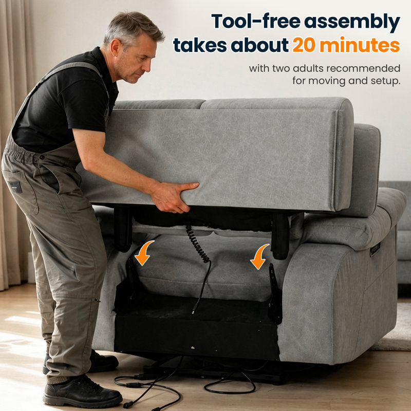 Big and Tall Power Recliner Chair with Dual Motor, Power Headrest, 400 lbs Capacity, USB-C Charging, Gray