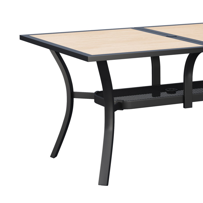 59"x38" Rectangle Dining Table Outdoor with Patio Umbrella Hole