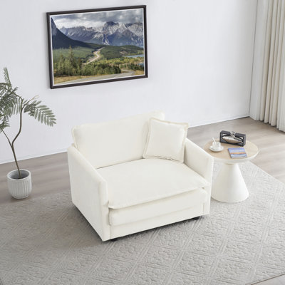 Upholstered Armchair, Chenille Fabric Sofa, For Living Room 