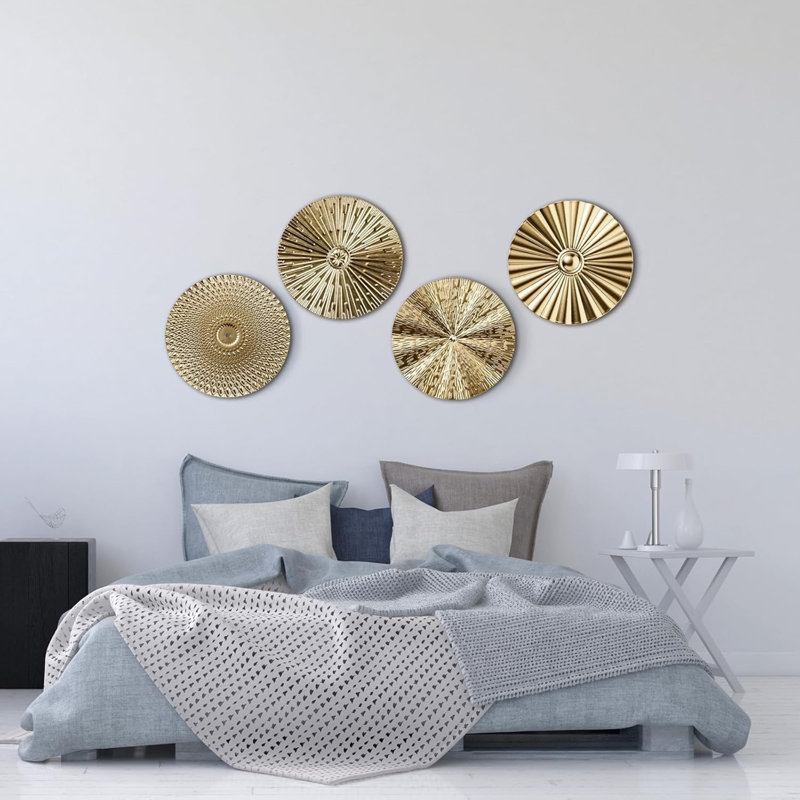 4 pièces d'art mural en métal Sunburst