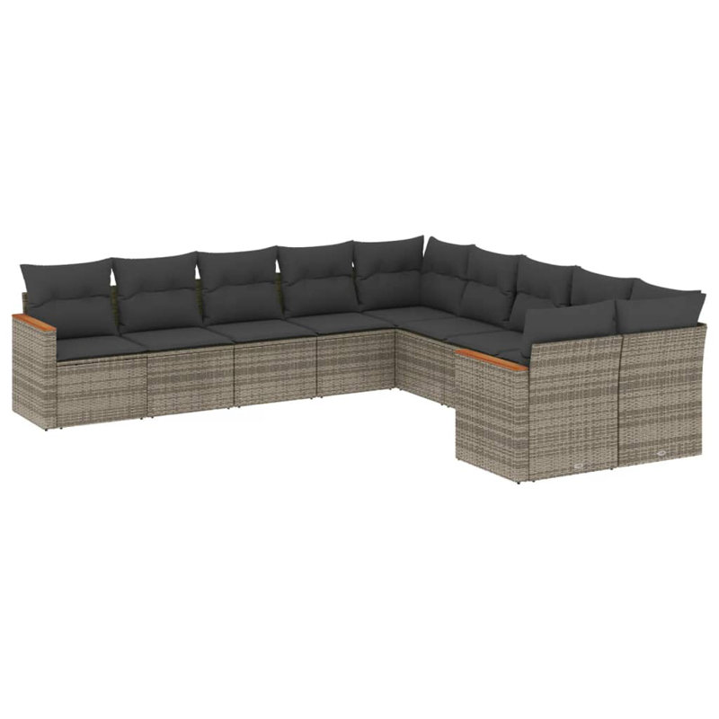 Grand canapé modulaire en rotin PE Vidaxl, Coussin gris / cadre gris