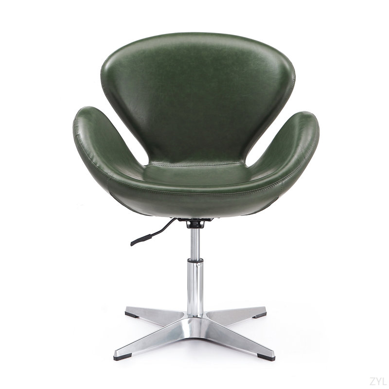 Fauteuil ballon pivotant rembourré en laine Raspberry, Vert forêt