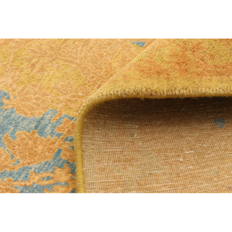 Tapis de couloir unique en laine noué à la main de style nouvel âge Ushak brun clair 2 pi 7 po x 7 pi 9 po Yaak