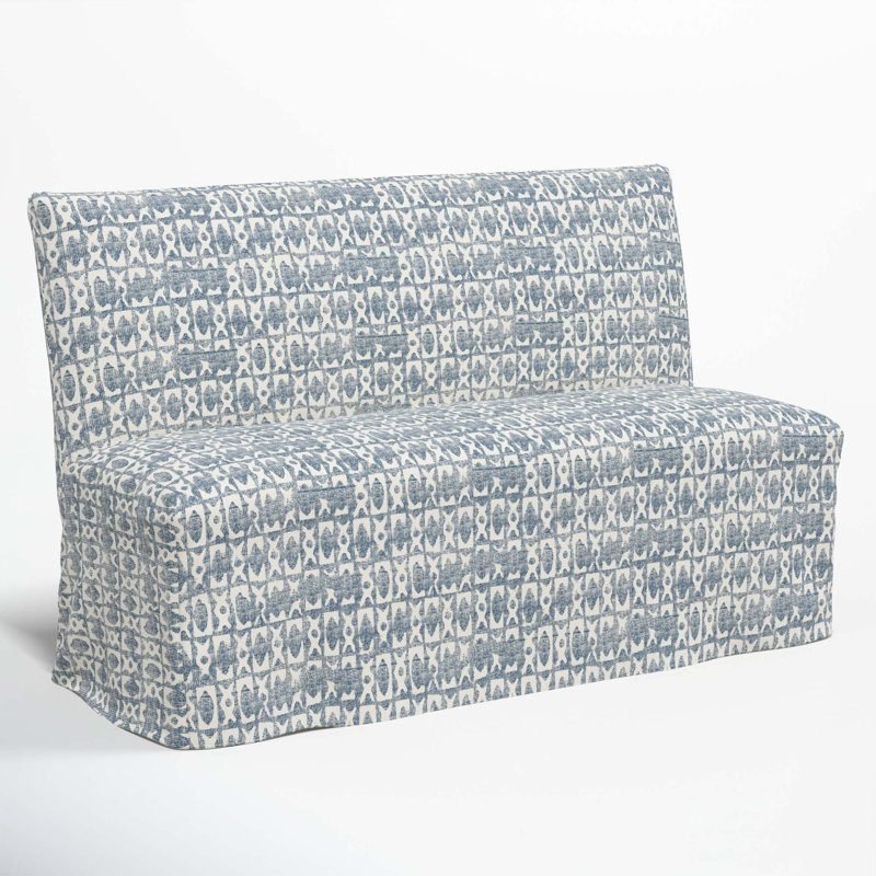 Silvia Upholstered Bench, Texture Block Blue