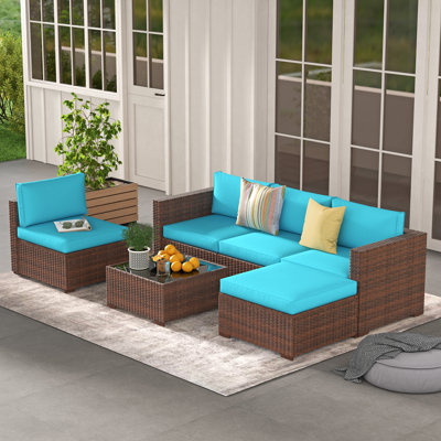 Eudy Wicker 4 - Person Modular Patio Conversation Set with Cushions