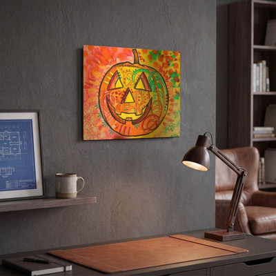 Tableau mural en métal doré « Jack O'Lantern » de Dean Russo, 40,6 x 30,5 cm