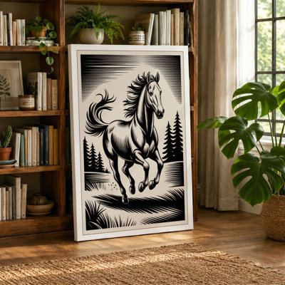 Galloping Horse Rustic - Wrapped Canvas