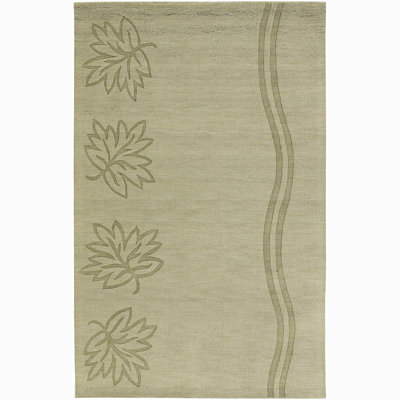 Worcester Hand Tufted Green High Low Floral Leaves & Waves Modern Wool Area Rug