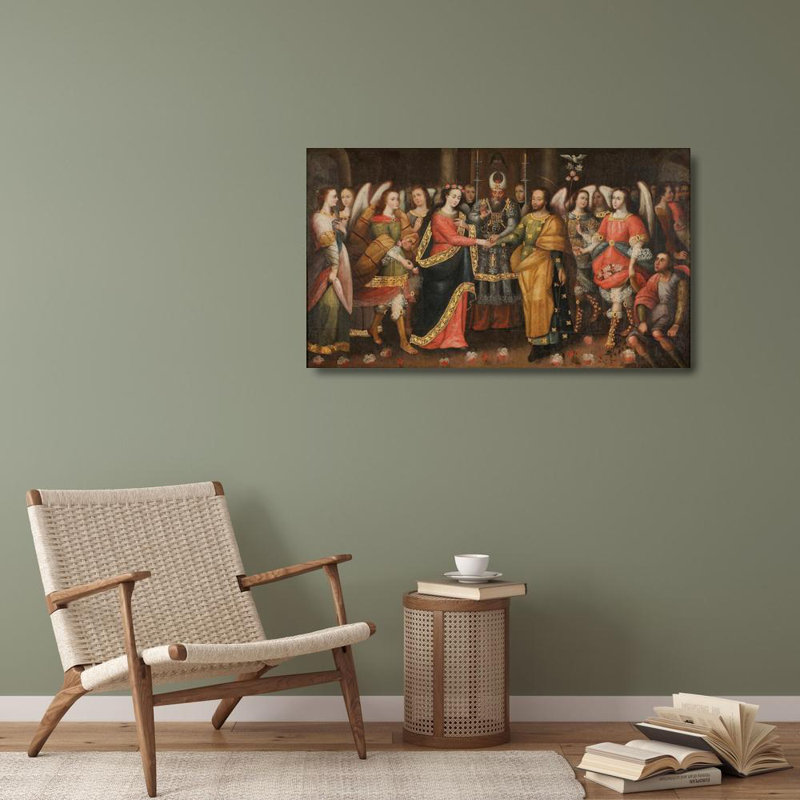 "Le mariage de la Vierge" par Cusco School - Art mural sur toile tendue avec châssis, H 40 po x l 28 po