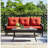 Outdoor Wicker Coffee Table, Patio Coffee Table With 2-Tier Storage Shelf With PP Board For Patio Conversation Set