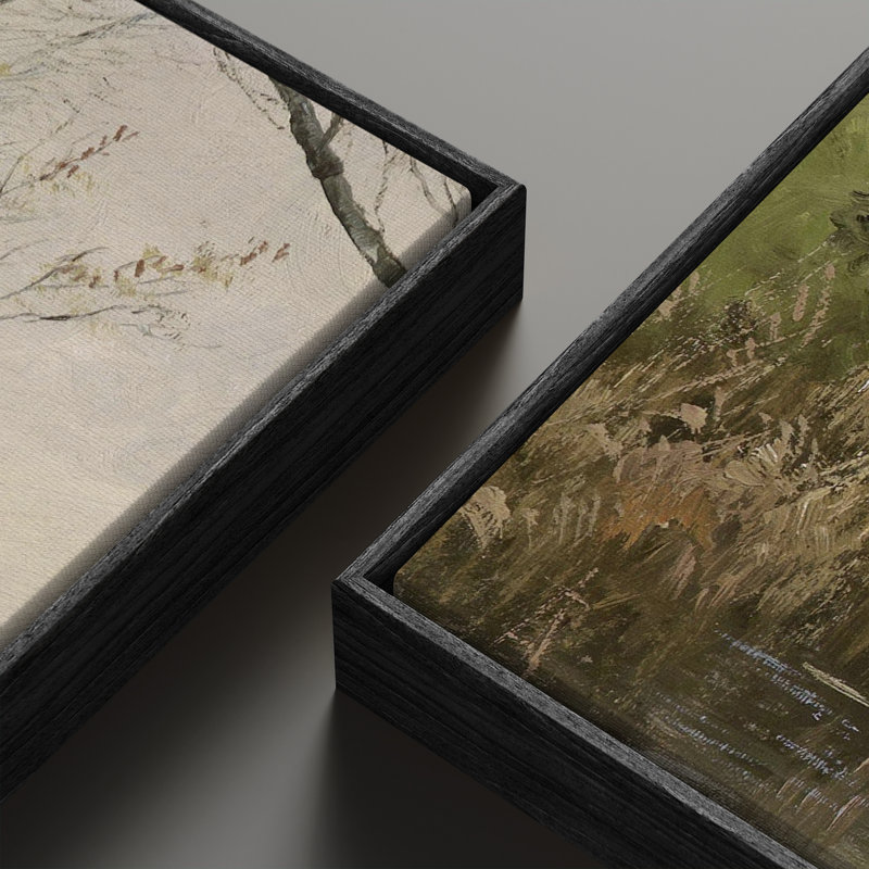 «Vintage Landscape Wall Art», ensemble de 2 toiles encadrées 20 x 60 pouces, Noir