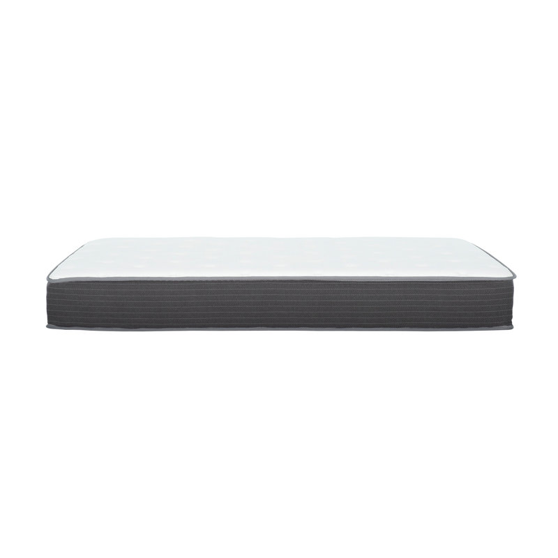 8 po Grand matelas hybride à ressorts ensachés dans une boîte, matelas en mousse viscoélastique imprégnée de gel, blanc / gris