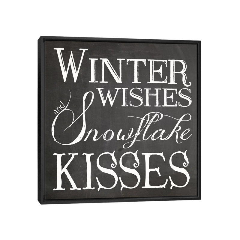 «Christmas Chalk V», art textuel sur toile, H 18 po x l 18 po x P 1,5 po, Toile avec cadre noir, Pas de tapis