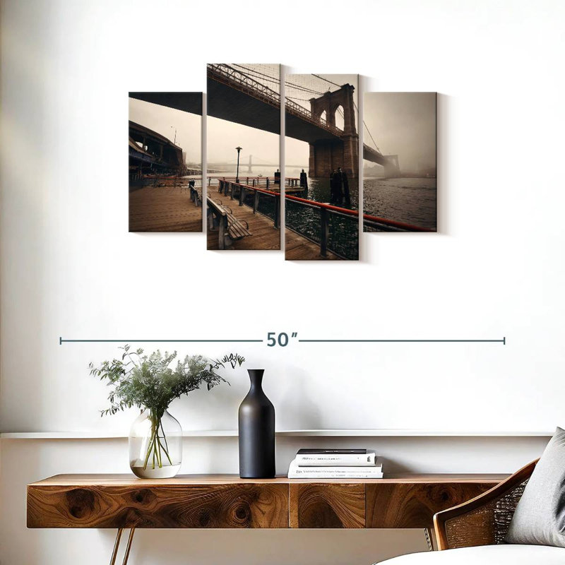 Lilie Foggy Brooklyn Bridge, 22'' H x 36'' W