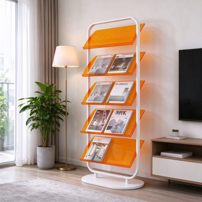Porte-revues autoportant en acrylique et en fer