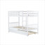 Small Guest and Kids Bedroom Bunk Bed, Convertible Sleeper Twin Over Twin Solid Rubber Wood with Trundle, Crisp White