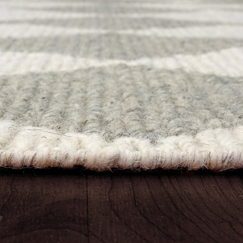 Tapis ivoire / gris en laine touffeté à la main Comerford, Rectangle 8 pi x 11 pi