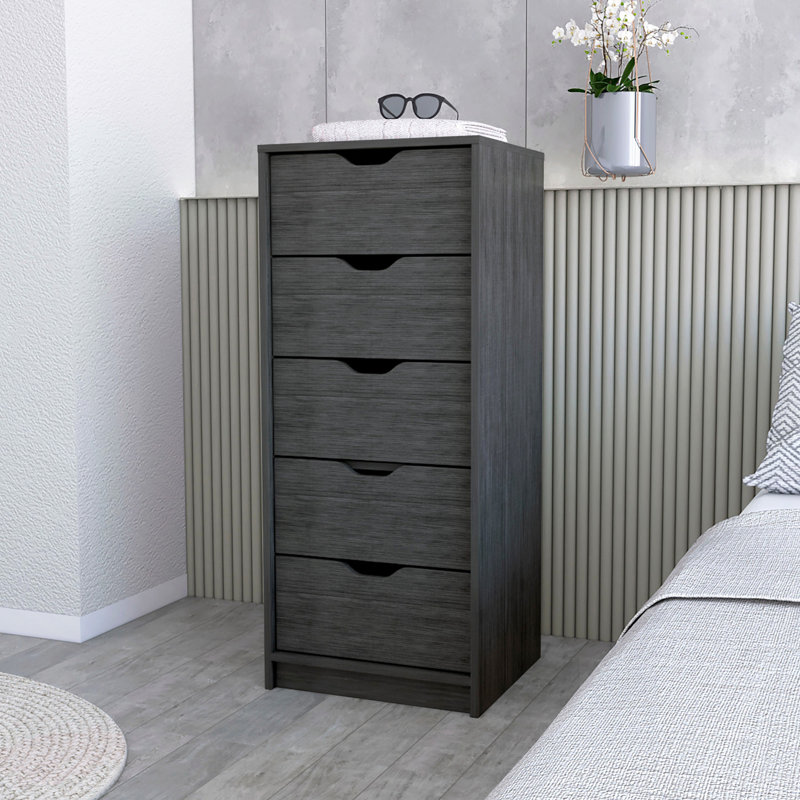 Commode à 5 tiroirs, Gris foncé