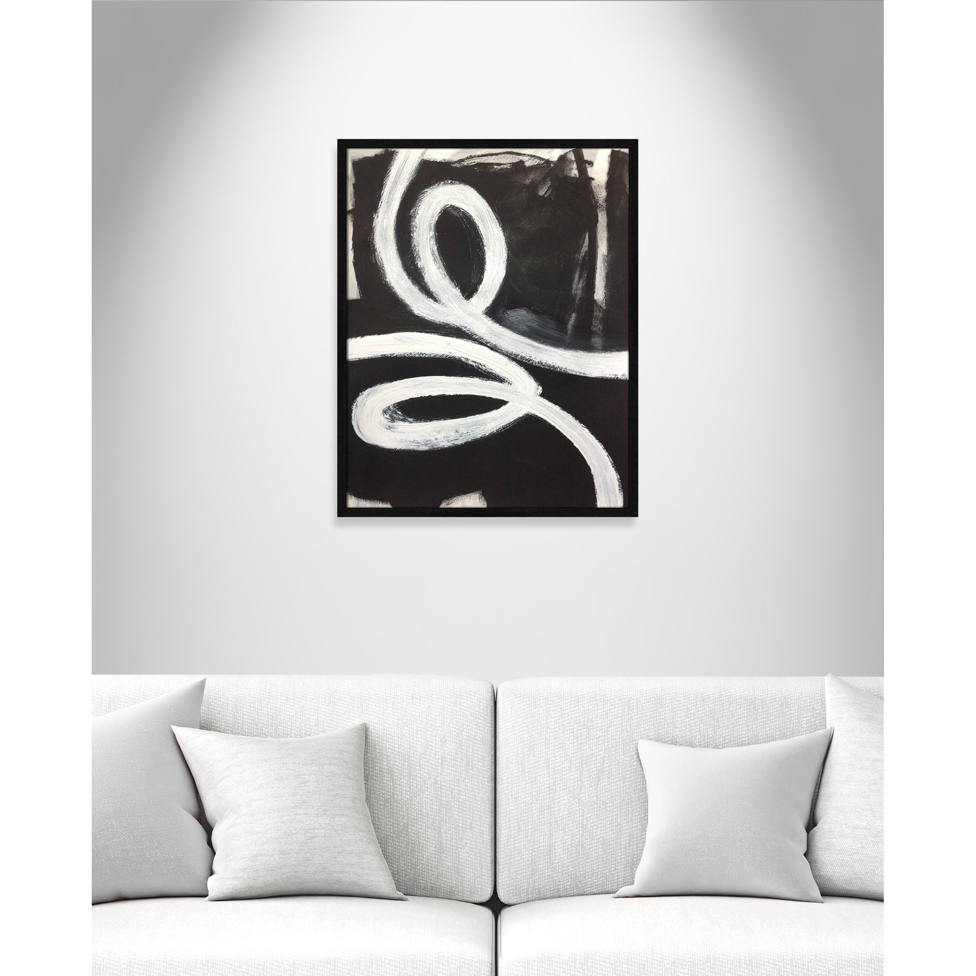Swirly Swirls I by Casa Fine Arts, Black Slim Unmatted Picture Framed, 29.5" H x 23.5" W x 0.75" D