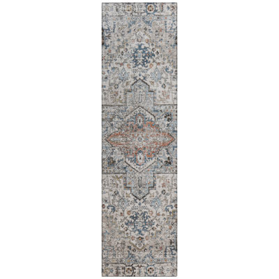 Machine Washable Indoor/Outdoor Xhevrie Ivory Rug