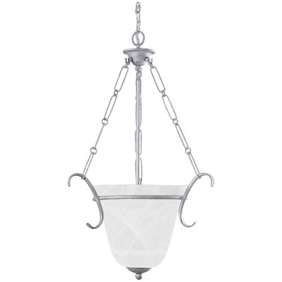 Khali 1-Light Indoor Platinum Rust Urn Pendant with Alabaster Bell Glass Shade